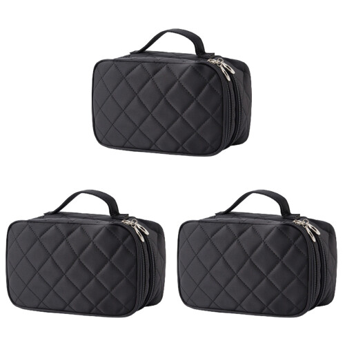 3 Pcs Portable Toiletry Pouch Simple Double-Layer Storage Bag 2