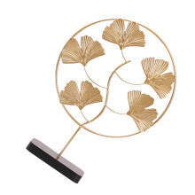 Iron Golden Ginkgo Leaves Sculpture for Home Table Decoration