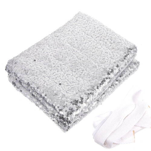 5Pcs Silver Sequin Backdrop Curtains Elegant Glitter Party Decoration 1
