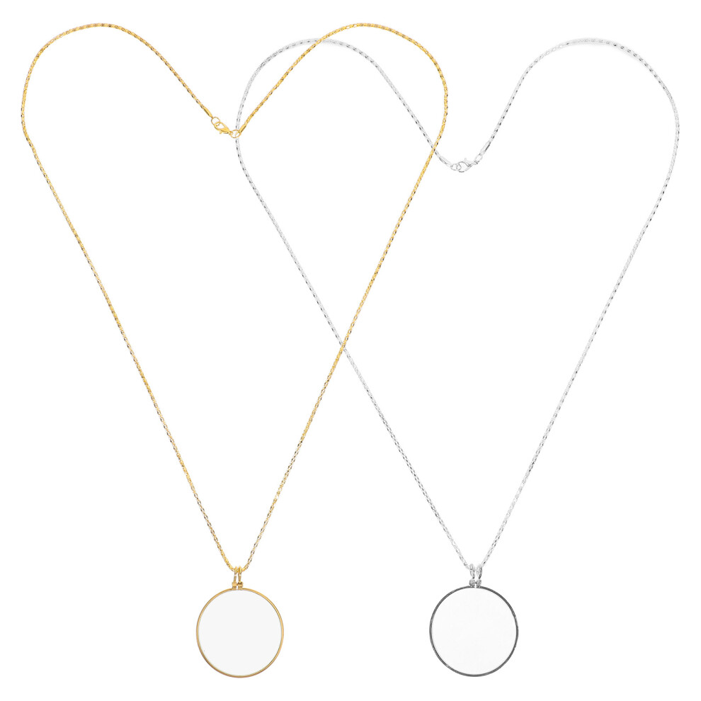 Ohphcall 4Pcs Assorted Color Alloy Glass Magnifier Necklace Pendant For Reading