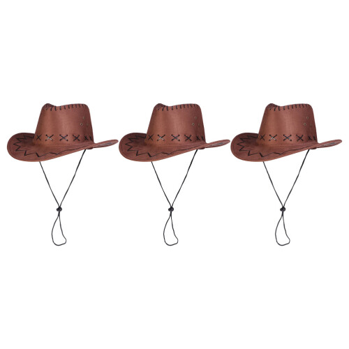 3Pcs Cowboy Hat For Kids With Adjustable Strap