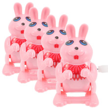 12Pcs Pink Clockwork Wind-Up Toys for Kids Portable Bunny Design