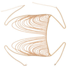2Pcs Alloy Golden Body Chain for Women Fringed Chest Body Jewelry