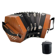 20 Key Wooden Concertina for Beginners Adults, C/G Tuning Accordion with Adjustable Hand Straps