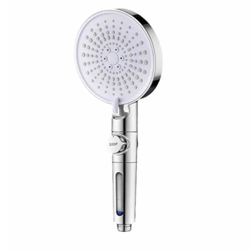 Handheld Shower Head 2pcs 6 Modes Adjustable  Pressure Water Saving AntiClog White 12cm x 29cm