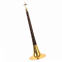 Professional Mahogany Chinese Suona with Gold Carved Brass Bowl A Flat Key Traditional Instrument