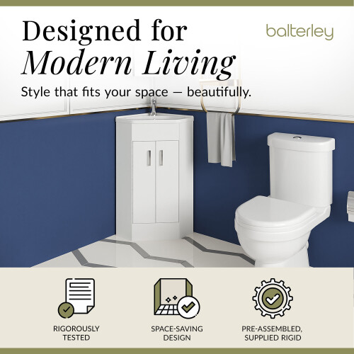 Balterley Bathroom Floor Standing Corner Vanity Unit and Toilet Set - White 2