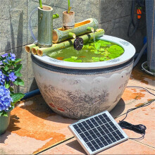 Bamboo Water Fountain with Solar Powered Pump, 50CM Authentic Bamboo for Indoor and Outdoor Use