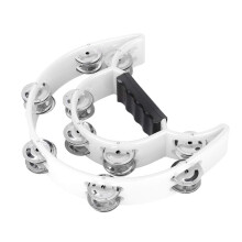 Double Row Tambourine White with Bright Dual Jingle Sound and EcoFriendly Comfortable Grip