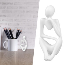 Resin Thinker Ornament, Abstrakte Statue, Weiß, Links, Zuhause & Büro Dekor