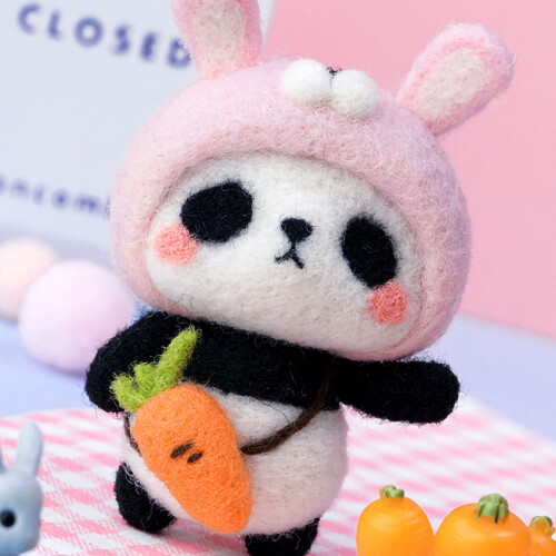 Needle Felting Kit – Panda Shape Wool Felt, 100g 1