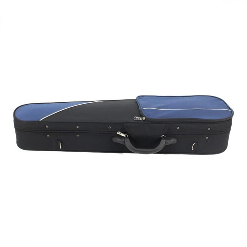 Triangular Violin Case with Strap Blue and Black for 4/4 to 1/8 Violins, Lightweight and Durable