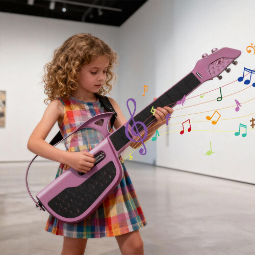Kids Electronic Guitar with Touch Sensitive Controls and LED Lights, Beginner Stringless Design 1