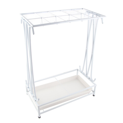 White Umbrella Storage Rack with Drip Tray