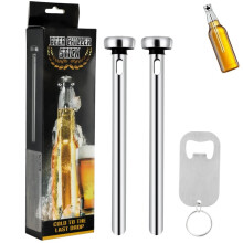 Beer Chilling Sticks with Bottle Opener, Stainless Steel Beer Chiller Set for Fast Cooling Drinks