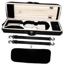 4/4 Full Size Violin Case with Hygrometer and Lock, Square Foam, Black Oxford Cloth