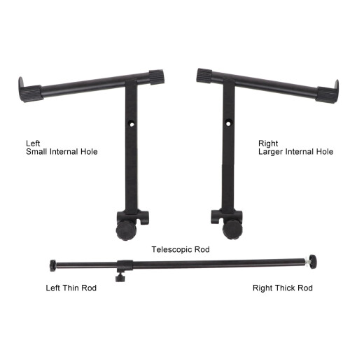 Adjustable Two Tier Piano Keyboard Stand with L Shape Extension Adapter, Stable Dual Rack 42‑75cm 1