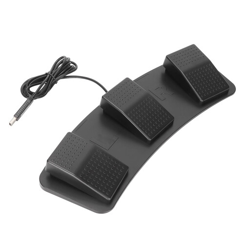 USB Triple Foot Pedal Switch for Gaming and Productivity, Programmable Controls, Ergonomic Low Profile Design