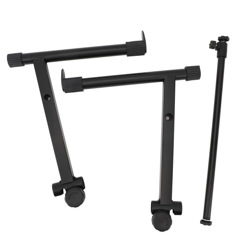 Adjustable Two Tier Piano Keyboard Stand with L Shape Extension Adapter, Stable Dual Rack 42‑75cm