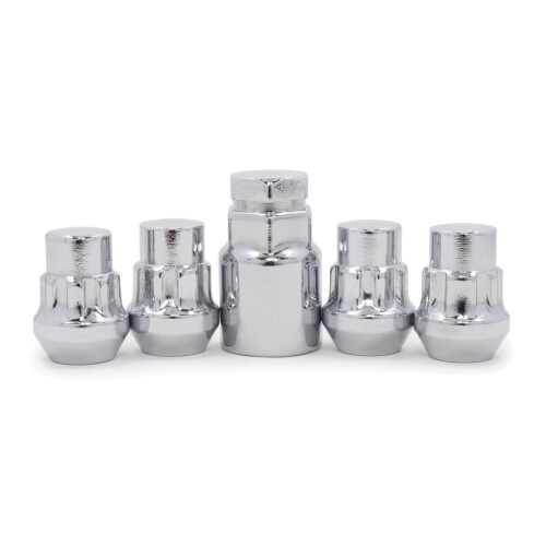 Wheel Locks Chrome Lug Nut Locks 4pcs AntiTheft Set with Key CorrosionResistant Finish