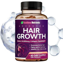 24-in-1 Advanced Hair Growth Vitamins | Biotin 10,000mcg, Collagen, Patented OptiMSM, goMCT, Saw Palmetto | Naturally Regrow Stronger & Healthier Hair