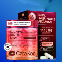 Cata-Kor Skin, Hair & Nails Supplement – Ca AKG | MSM | Hyaluronic Acid | Biotin – Supports Radiant Skin, Promotes Shiny Hair & Strong Nails