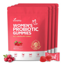 (Pack of 4) Cranberry Probiotic Gummies | Targeting Body Odor, Women's Health, and Body Balance | Vegan (60 Gummies per Pack)