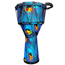 10 Inch Professional African Djembe Drum HandPainted Peacock Design with Durable Synthetic Head