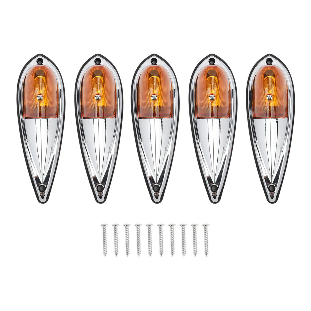 5Pcs 12V Cab Marker Lights Truck Roof Clearance Kit Super Bright Weatherproof Amber/Light 9073542299233