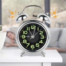 Vintage Alarm Clock with Loud Twin Bell, Silent NonTicking, Retro Metal Bedside for Heavy Sleepers
