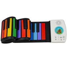 Portable Electronic Keyboard 49 Key Roll Up Piano with Speakers and Microphone Input Rainbow