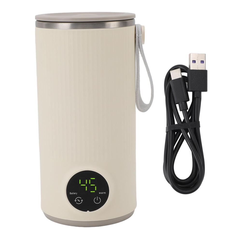 Portable Baby Bottle Warmer with Stirrer 400ml Stainless Steel USB Rechargeable Travel Heating