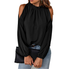 Fall Fashion Women's Dressy Casual Tops Long Sleeve Cold Shoulder Ruffle V Neck Loose Fit Leopard Print Elegant And Casual Style Flowy Fabric