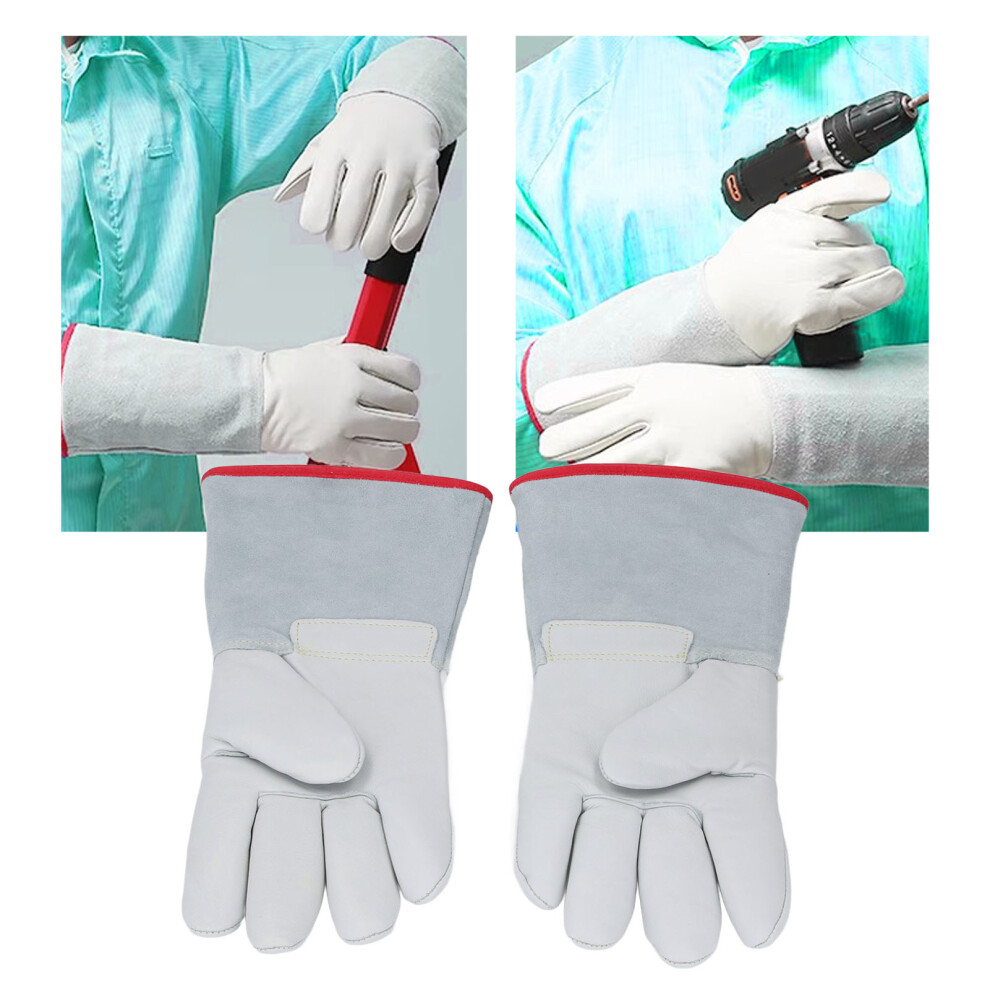 Thickened Leather Antifreeze Gloves 31Cm For Liquid Nitrogen & Cold Handling 4161384244469