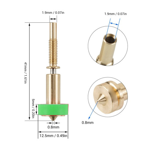 Messingdüse 0,8 mm, Revo RapidChange 1,75 mm, 300 C 1