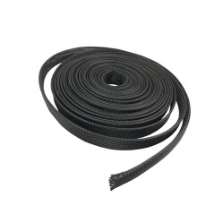 FlameRetardant PET Braided Cable Sleeve 25mm Black Expandable Wire Loom 50m for Automotive and Electronics