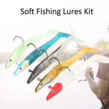 Portable Soft Fishing Lures Set with Black Nickel