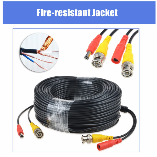 25ft Black BNC Video Power Cable for Security Camera for SDSP5102 SDSP5122 1