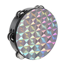 OriGlam Radiant Tambourine with Double Row Jingles, Hand Held Drum Reflective Tambourine, Drum Percussion Musical Instrument for Adults Church KTV Pa