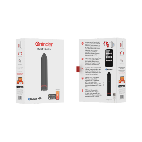 ONINDER - BERLIN BULLET VIBRATOR BLACK 9 MODES 8.5 X 2 CM - FREE APP 2