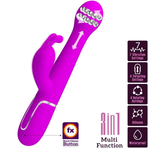 PRETTY LOVE - DEJON RABBIT VIBRATOR 3 IN 1 MULTIFUNCTION VIOLET 2