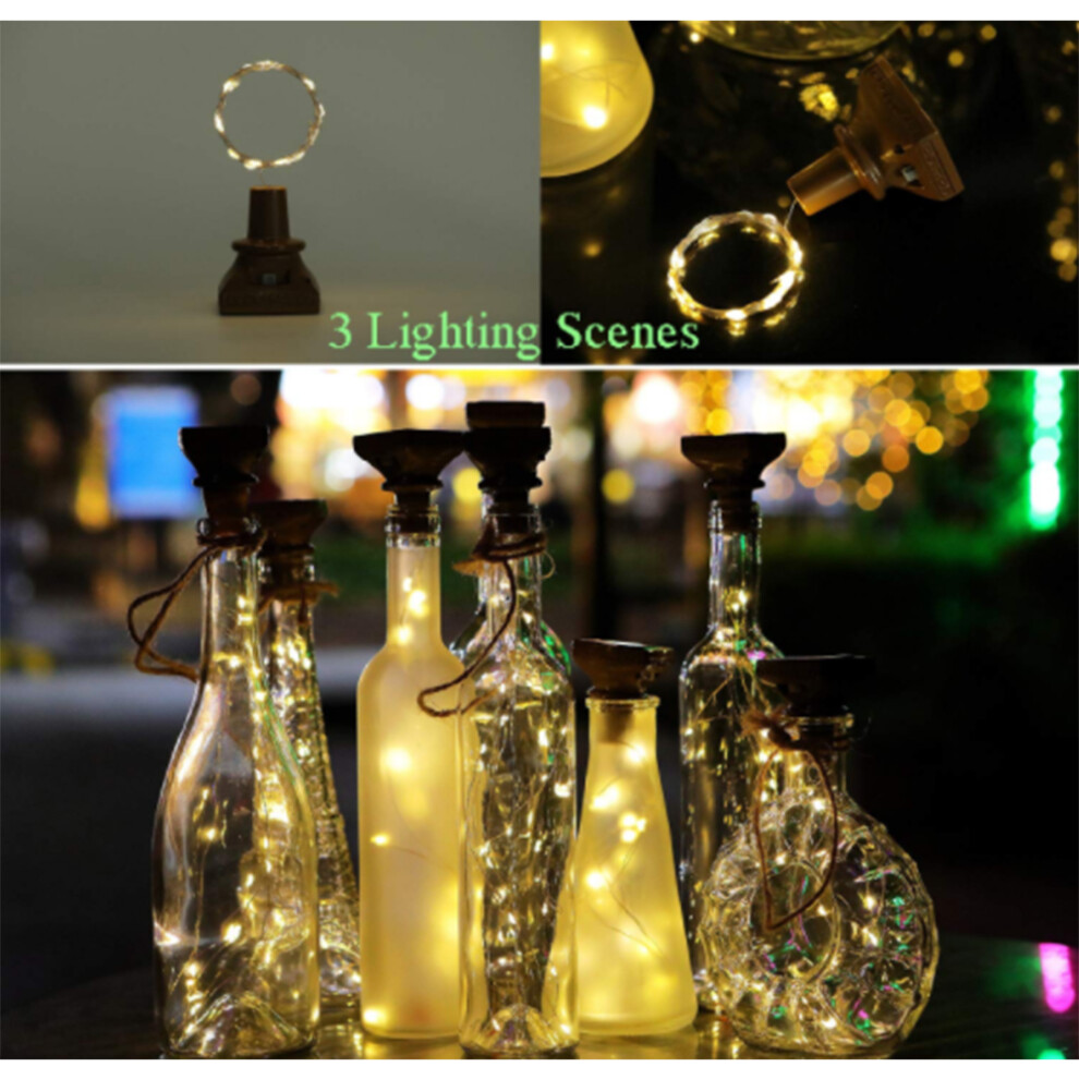 6 Pack Solar Wine Bottle Cork String S, 20 Leds, 2M Light