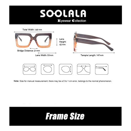 Blue Light Blocking Reading Glasses for Women +2.5 Large Square Frame Gradient Tea Tint 1