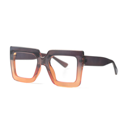 Blue Light Blocking Reading Glasses for Women +2.5 Large Square Frame Gradient Tea Tint