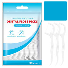 Dental Floss Picks 30 Pack with Toothpick End, Dual Function Design, Compact Storage Box
