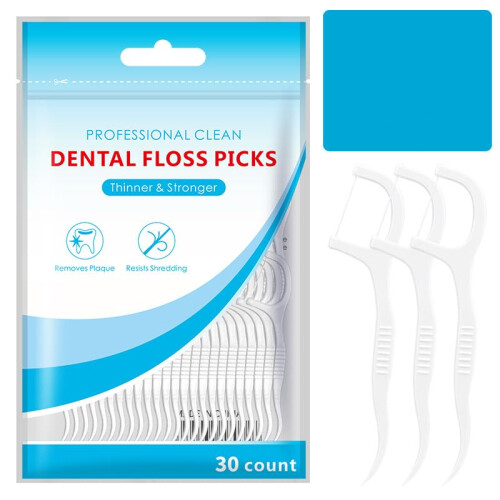 Dental Floss Picks 30 Pack with Toothpick End, Dual Function Design, Compact Storage Box