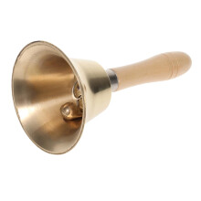 Brass Hand Bell with Loud Clear Ring and Ergonomic Wooden Handle for School and Outdoor Use