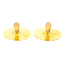 Copper Finger Cymbals with Wooden Handles for Belly Dance and Rhythm Practice, Bright Tone