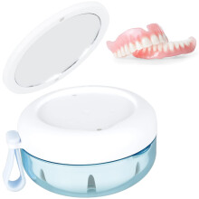 Denture Bath Case with Vent Holes, Leakproof Silicone Denture Box for Travel and Home Soaking