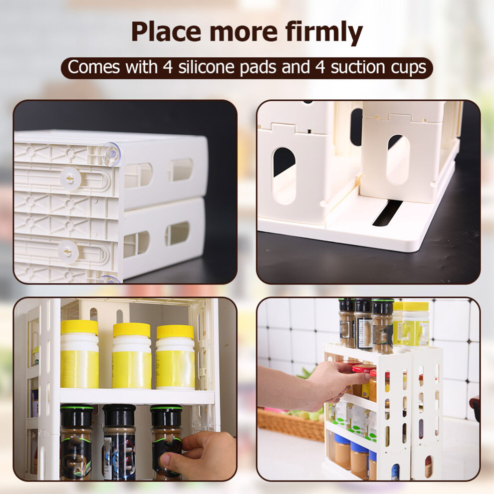 Space Saving Rotating Spice Shelf Folding